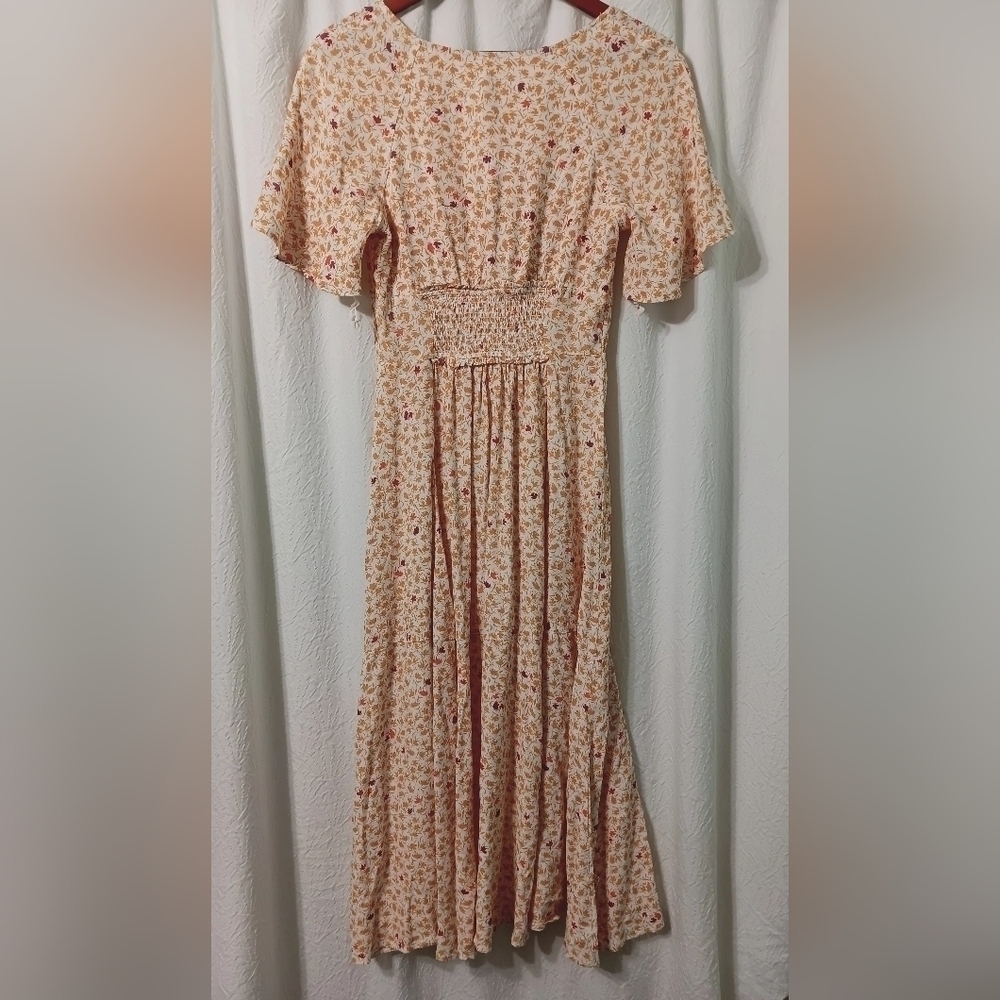 Free People In Full Bloom Smocked Waist Midi Dress Size XS - Picture 3 of 9